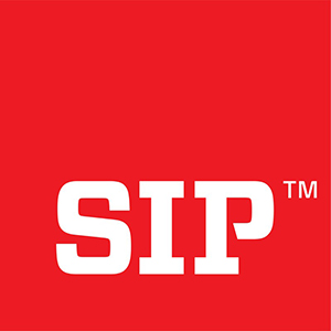 Logo SIP białe litery na czerwonym kwadracie