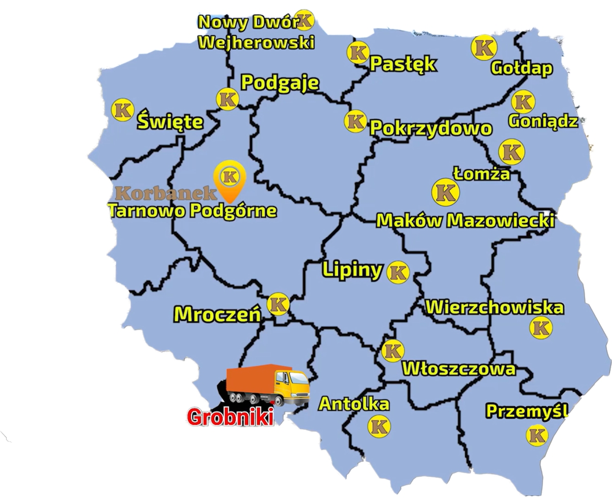 Mapa ukazujaca miejscowość, gdzie została dostarczona przystawka Capello 8 rzedów do Klienta