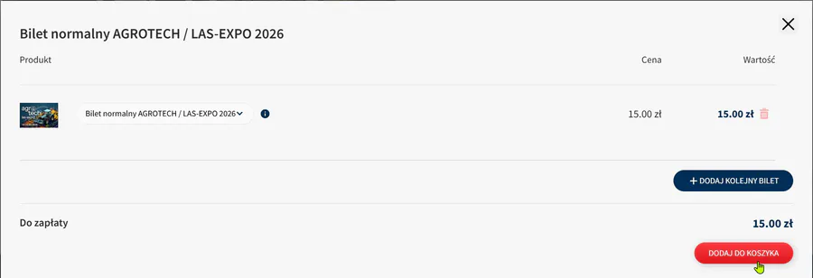 Dodaj bilet do koszyka