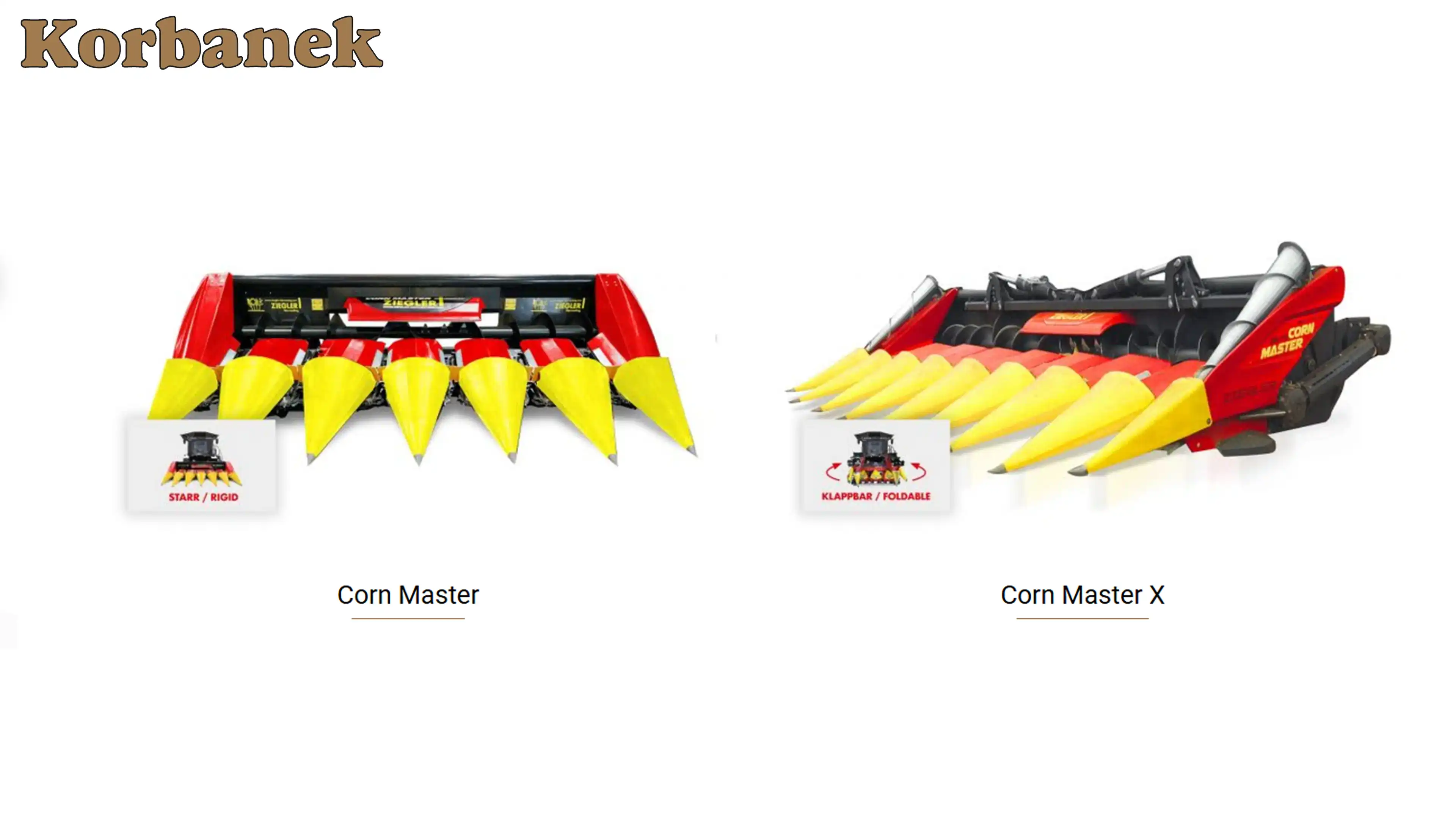 Ziegler produkuje przystawki do kukurydzy sztywne i składane