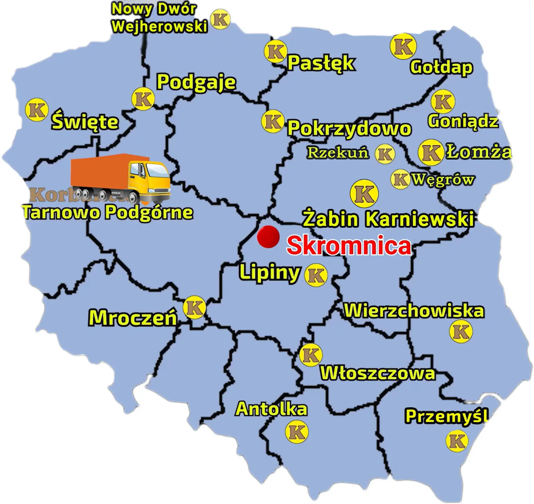 Sieć sprzedazy Korbanek obejmuje punkty na terenie całej Polski