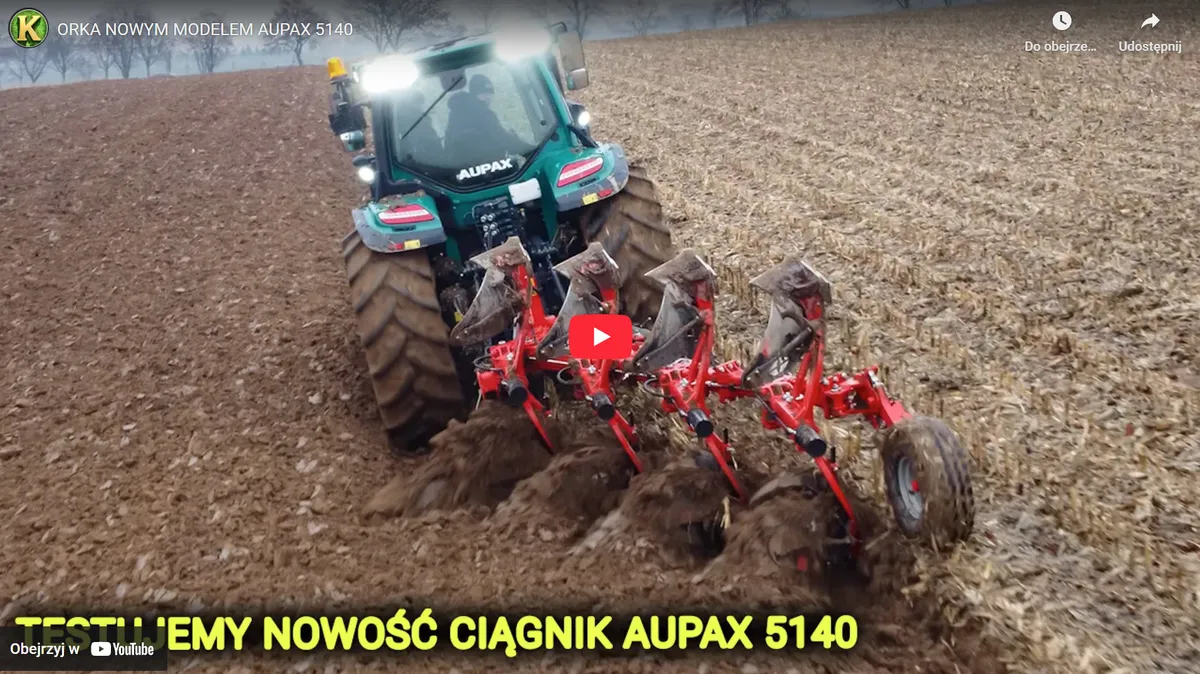 Orka ciągnikiem Aupax 5140 Film