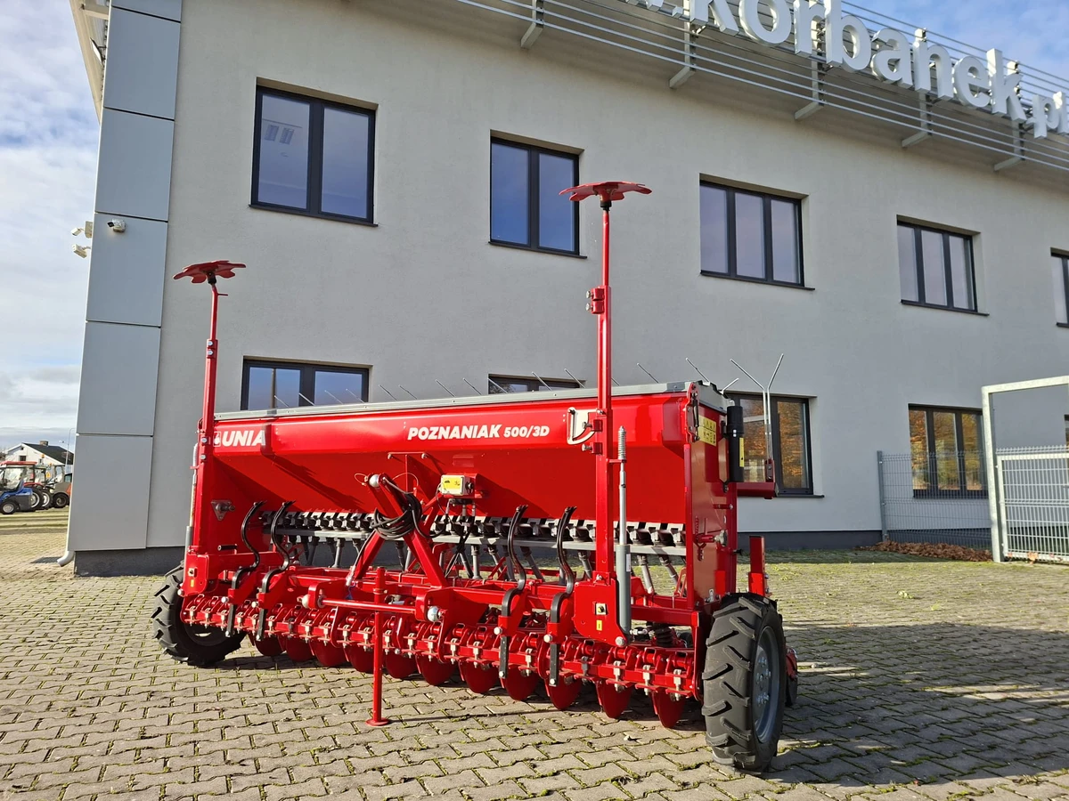 Siewnik talerzowy do zboża do rzepaku Unia Poznaniak 500/3D z kółkami dogniatającymi firma plac Korbanek Siewnik talerzowy do zboża do rzepaku Unia Poznaniak 500/3D z kółkami dogniatającymi firma plac Korbanek
