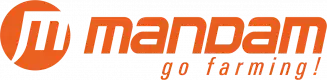 Mandam_logo pomarańczowy napis Mandam na białym tle