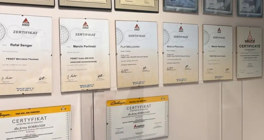 Certyfikaty mechaników Serwisu Korbanek
