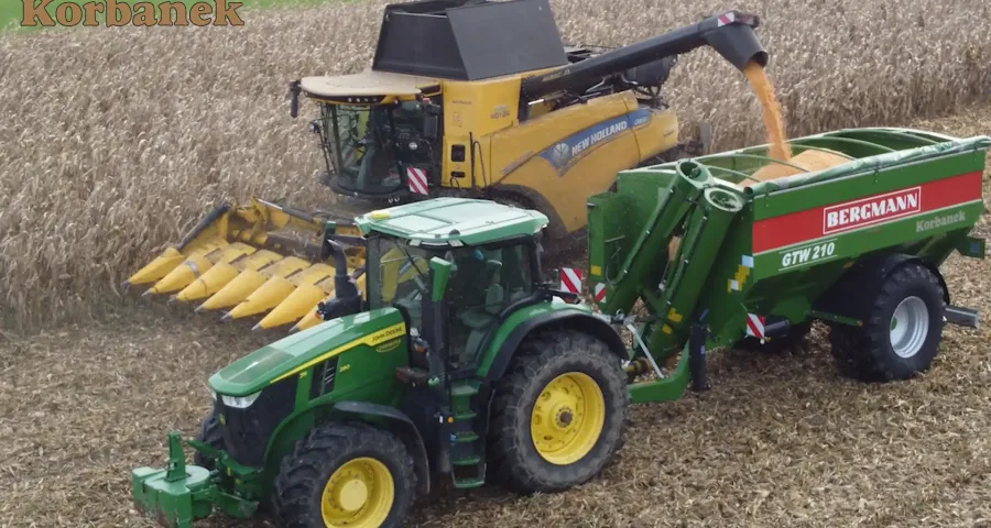 Przyczepy przeładunkowe Bergmann to optymalne rozwiązanie logistyczne w łańcuchu transportu zboża pomiędzy kombajnem a pojazdami transportującymi