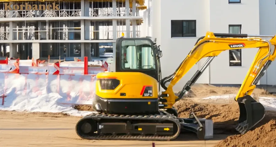 Koparka Lovol FR55F-u od Korbanek na placu budowy