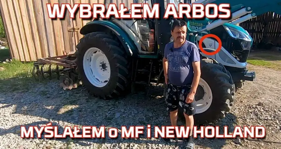 Tapeta rolnika przy ciągniku Arbos jako nowy nabytek po zastanawianiu się czy kupić MF czy New Holland na www.korbanek.pl
