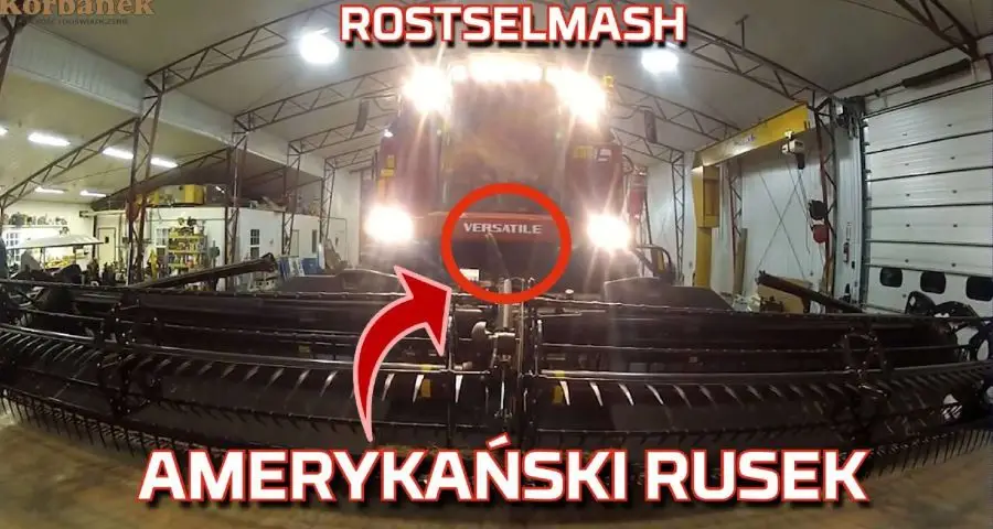 Amerykański Rusek Tapeta z ruskim Kombajnem Rostselmash Acros w wersji Versatile na żniwach 2019 w polu od Korbanek