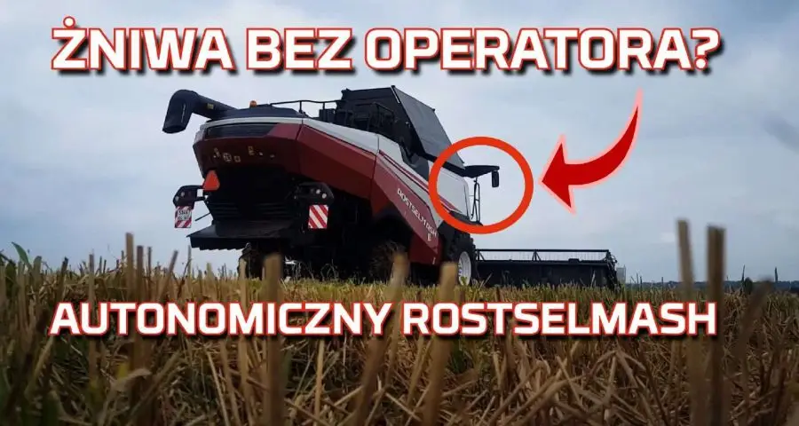 Tapeta (wallpaper) w żniwa kombajnu autonomicznego bez operatora z gps i z mapowaniem Rostselmash RSM 161 od Korbanek na polu