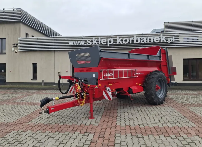 Rozrzutnik uniwersalny do wapna do obornika jednoosiowy Unia Apollo 8 premium plac firma Korbanek