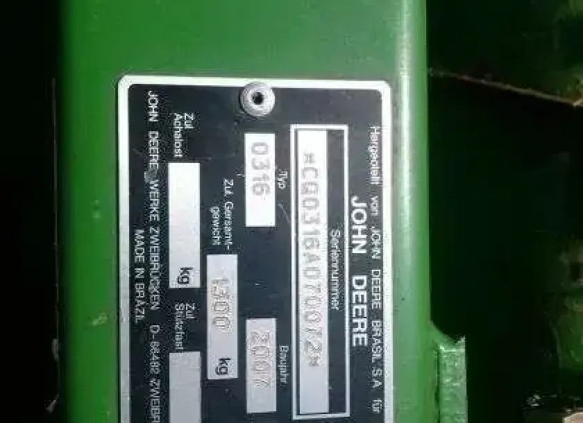 Tabliczka znamionowa kombajn JD 1450 CWS
