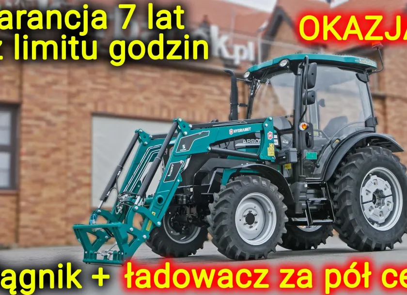 Ciągnik rolniczy Arbos 3065 widok przodu z lewej strony