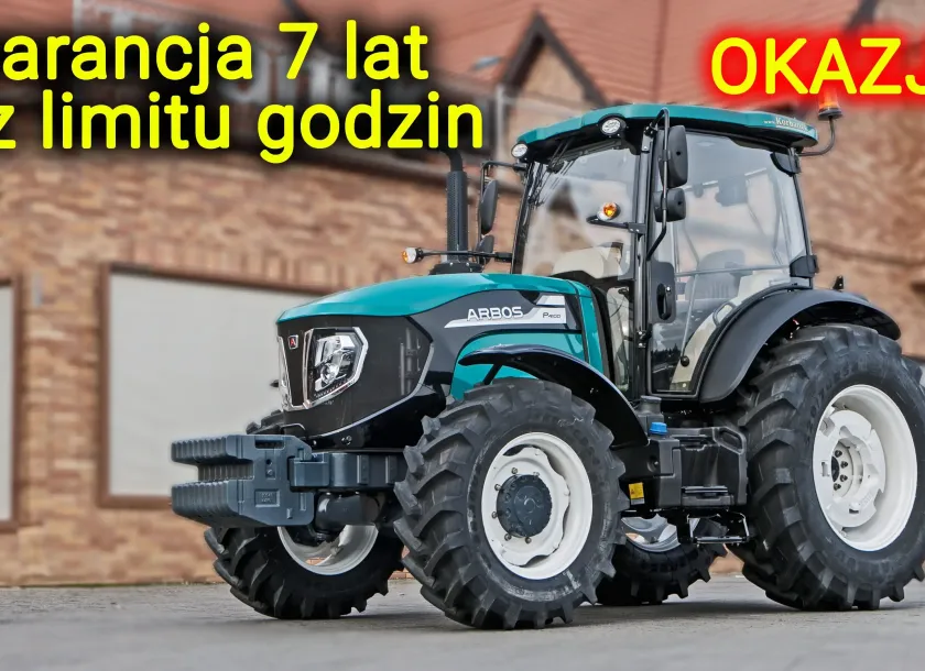 Ciągnik rolniczy Arbos 4100 Stage V widok na przód z lewej strony
