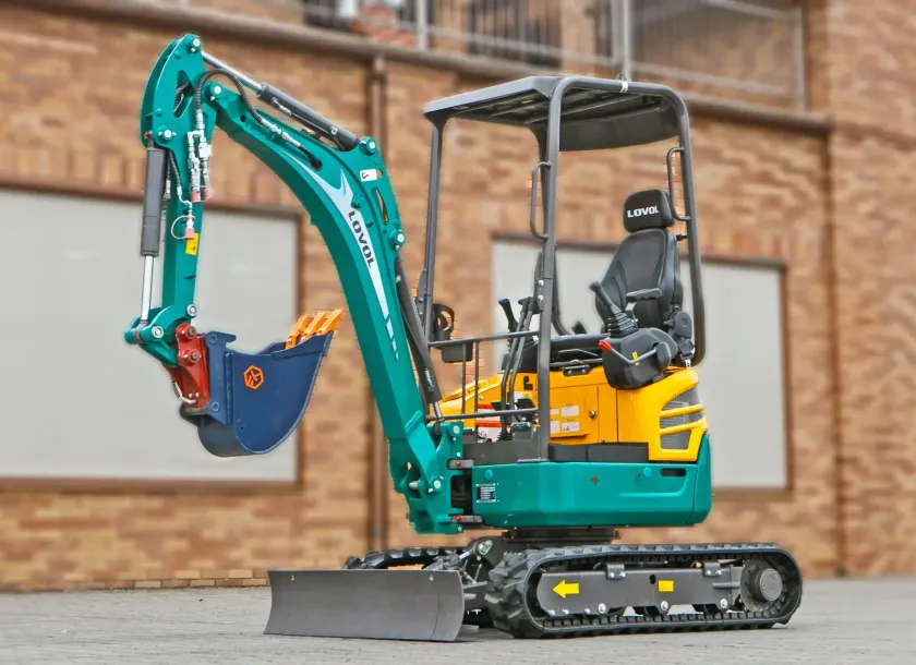 Mini koparka Lovol Korbanek, Nachi, Eaton, Yanmar ramię uniesione zgięte zamknięta łyżka