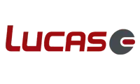 Lucas czerwony napis na białym tle 