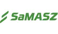 Logo Samasz Białystok zielone litery na białym tle