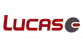 Czerwony napis Lucas na białym tle logo marki
