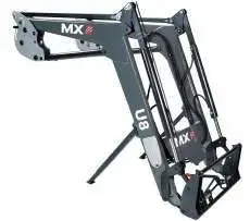 Szary ładowacz czołowy do ciągników MX utility model U8 na białym tle Korbanek.pl