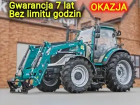 Ciągnik rolniczy Arbos 5130 z ładowaczem widok przodu z lewej strony