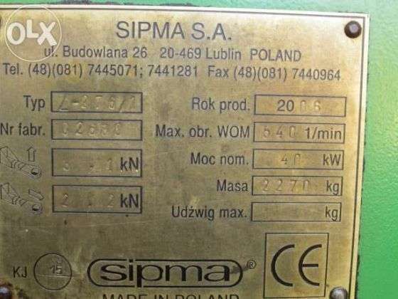 tabliczka znamionowa prasa zwijająca Sipma z 276/1 rok produkcji 2006 używana