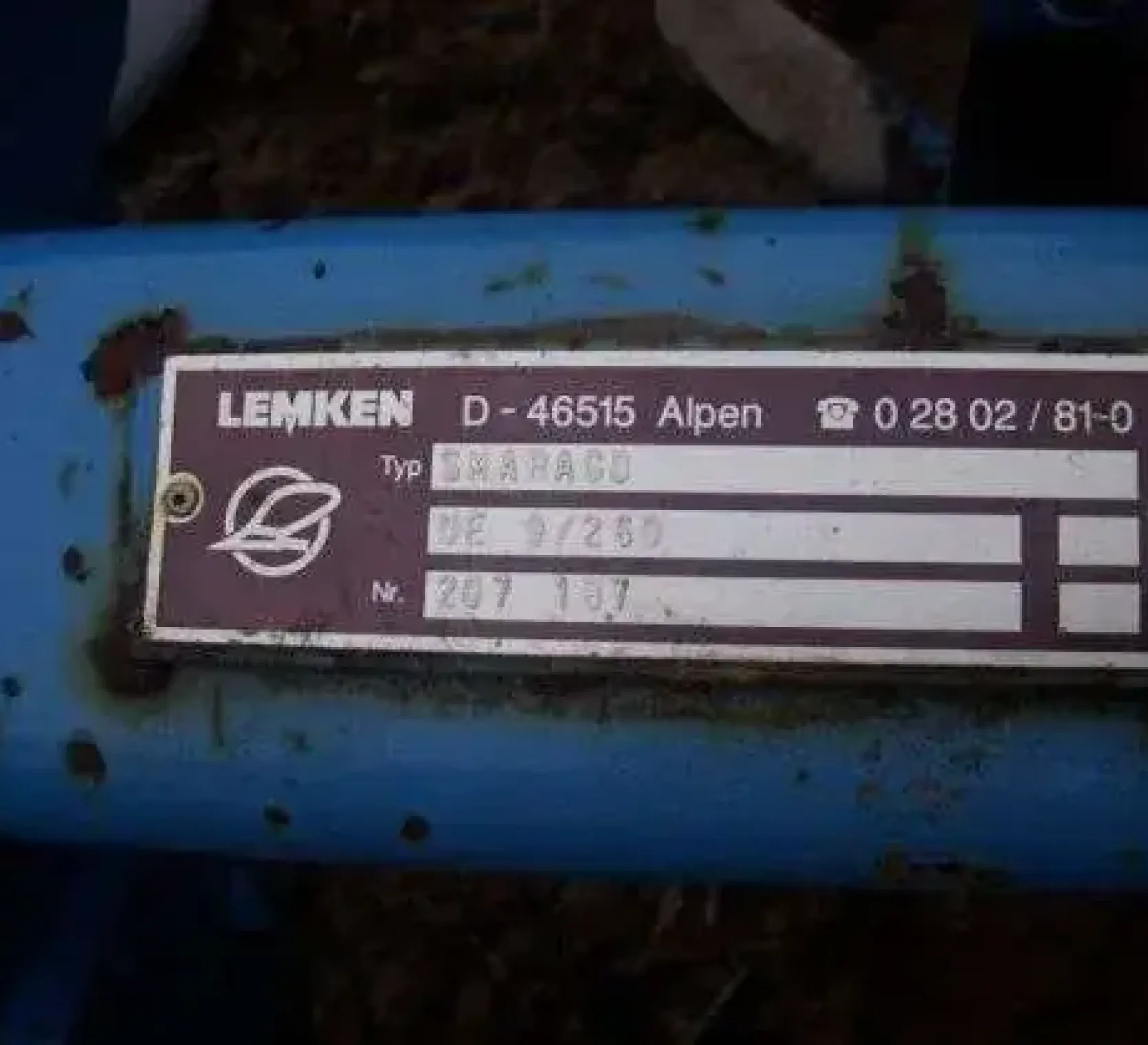 Tabliczka znamionowa agregatu Lemken