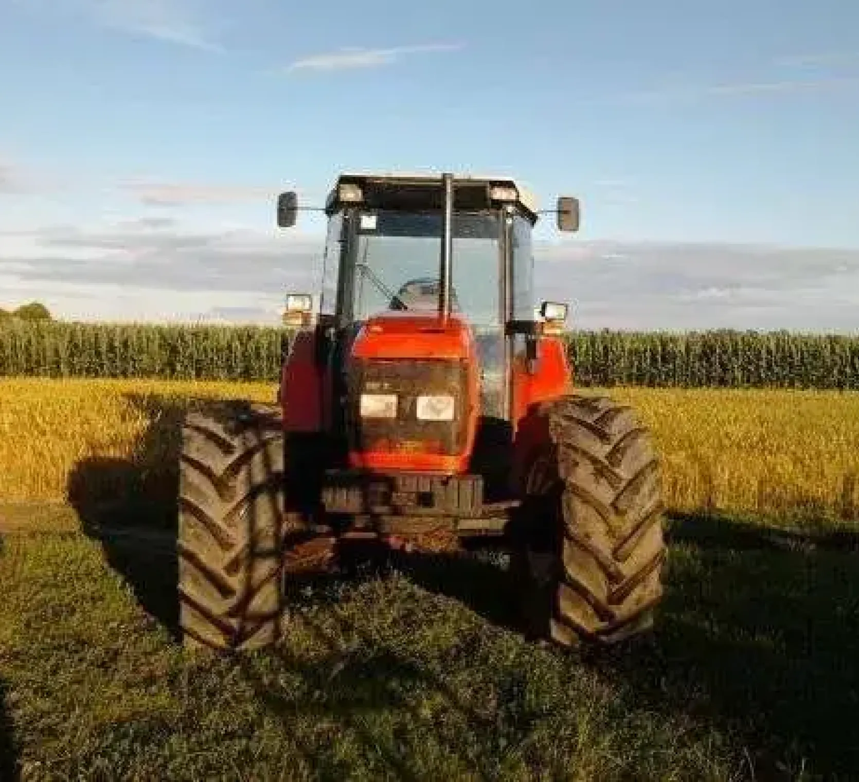 Przód używanego ciągnika rolniczego  Same Silver 100.6 stojącego na polu 