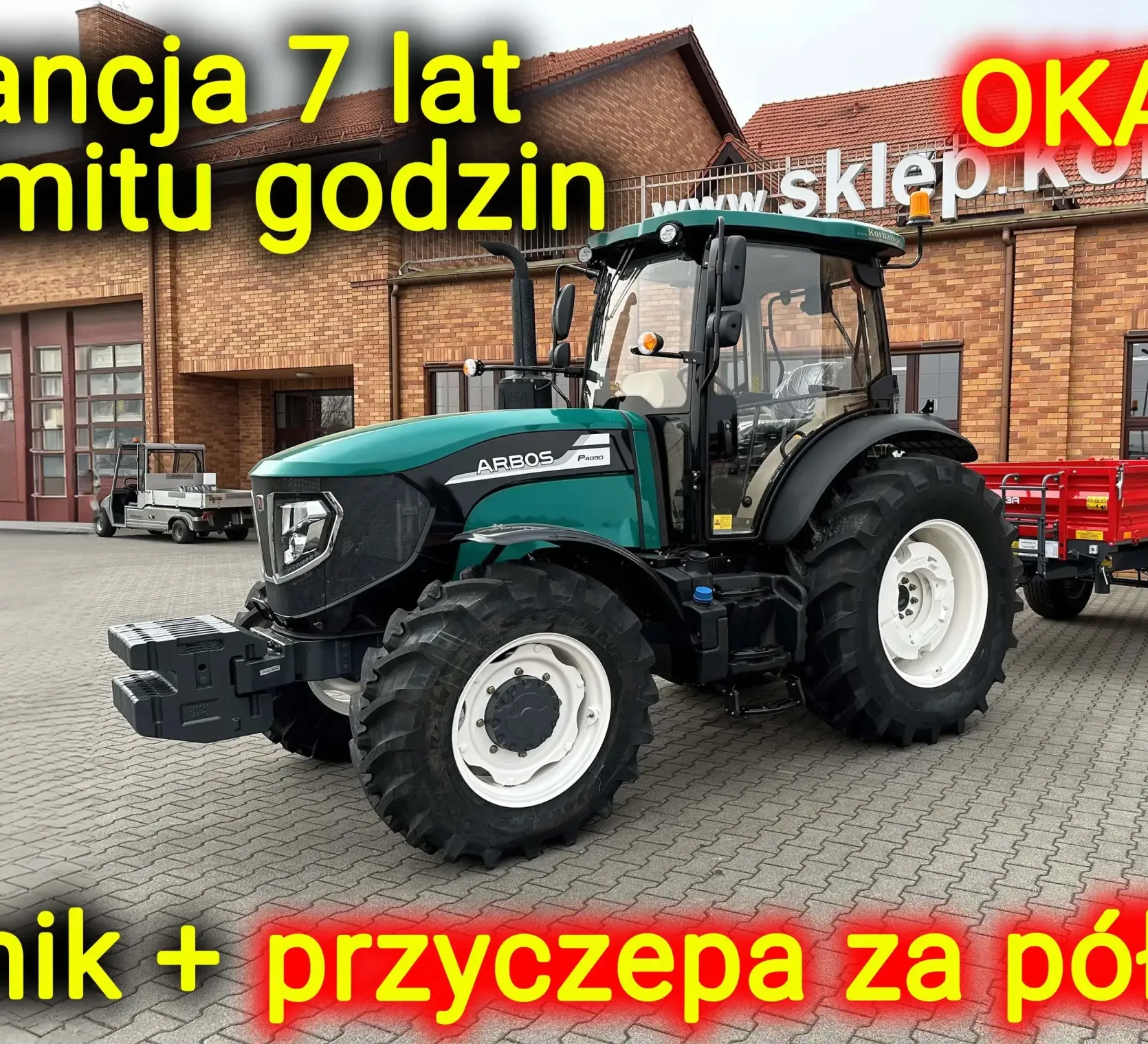 Ciągnik rolniczy Arbos 4090 Stage V widok na przód z lewej strony