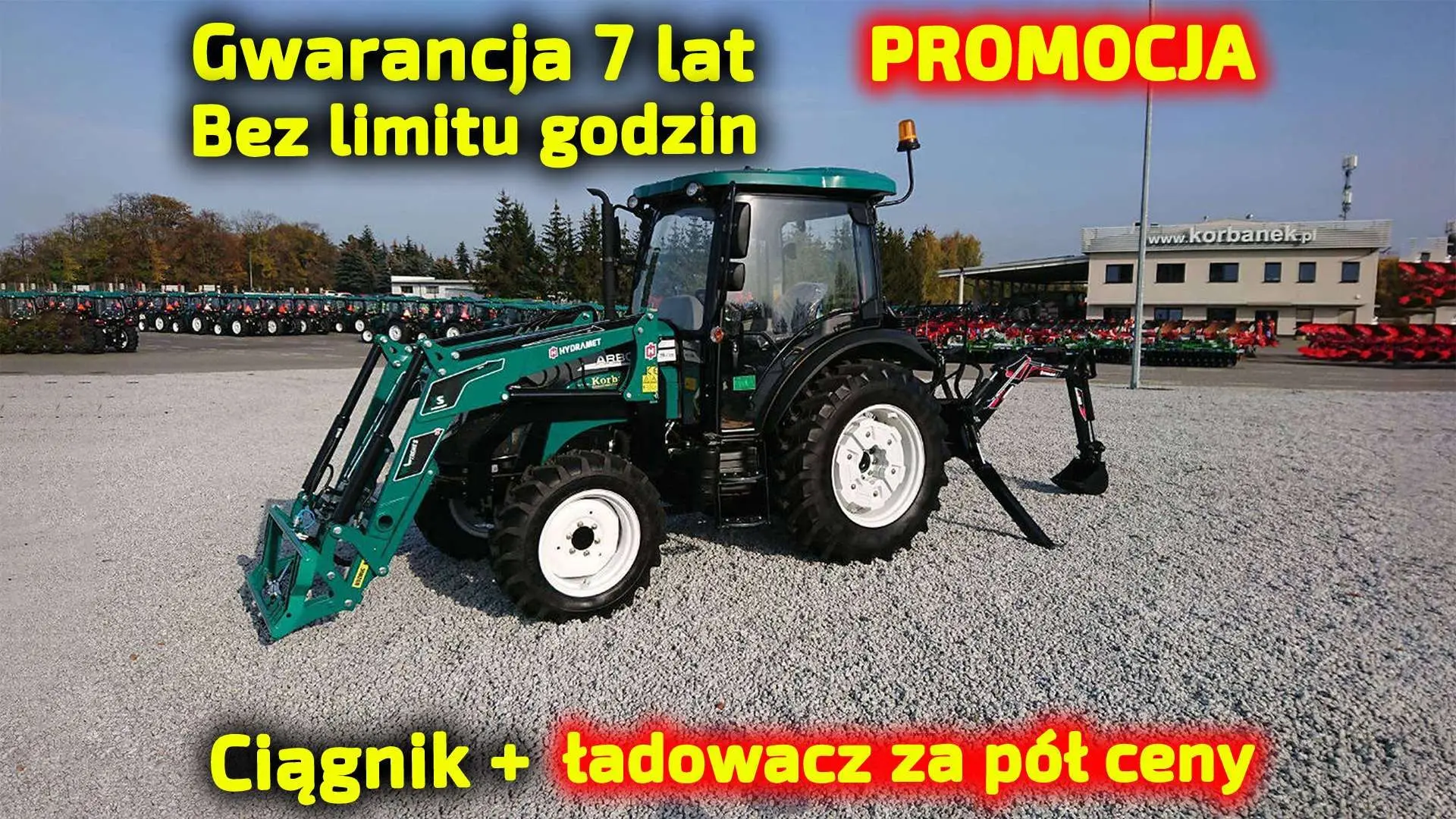 Ciągnik rolniczy Arbos 3075 widok przodu z lewej strony