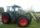 Ładowacz czołowy Stoll robust zamontowany na ciągniku rolniczym Fendt 512