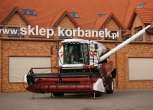 Kombajn Rostselmash Nova z rozłożoną rurą wysypu oferta korbanek.pl