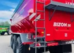 Duża ogromna przyczepa przeladowcza unia group bizon 36 3-osiowa plac korbanek