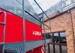 Duża ogromna przyczepa przeladowcza unia group bizon 36 3-osiowa plac korbanek