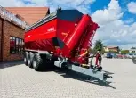 Duża ogromna przyczepa przeladowcza unia group bizon 36 3-osiowa plac korbanek