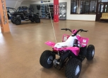 Tył różowego pojazdu typu quad marki Polaris seria Outlaw 110