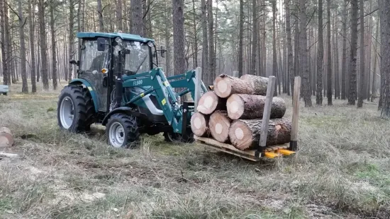 Ciągnik Arbos z ładowaczem czołowym w lesie 