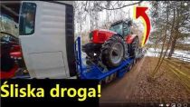 Embedded thumbnail for Ciężarówka z ciągnikami rusza w trasę Śliska droga! mWąski wjazd Wyjadę na szosę tyłem Piciu
