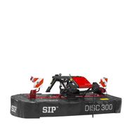 Czołowa kosiarka dyskowa SILVERCUT DISC 340F firmy SIP. Czerwona kosiarka z zawieszeniem S-flow na białym tle.