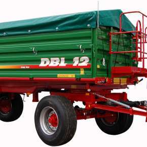 Przyczepa rolnicza DBL 12, dwuosiowa o ładowności 12 ton, trójstronny obrót