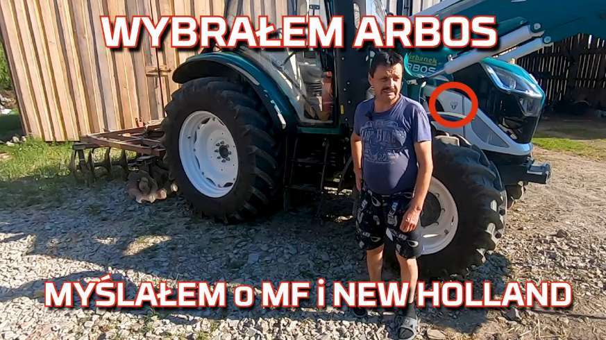 Tapeta rolnika przy ciągniku Arbos jako nowy nabytek po zastanawianiu się czy kupić MF czy New Holland na www.korbanek.pl
