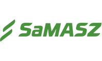Logo Samasz Białystok zielone litery na białym tle