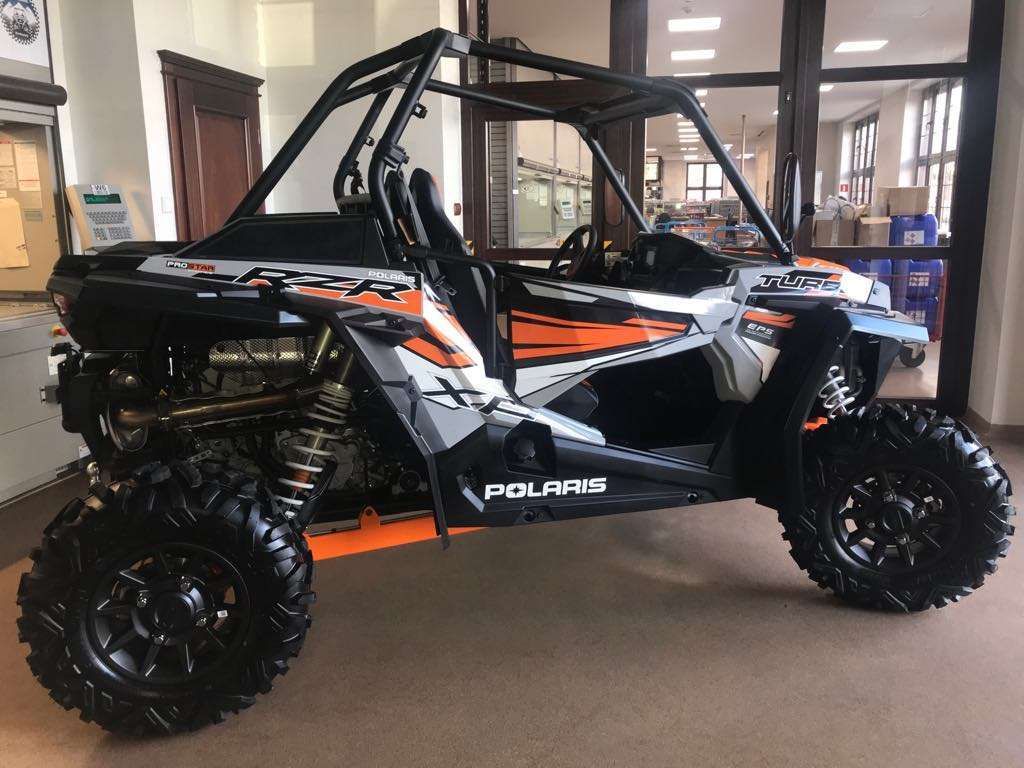 prawy bok używany Polaris RZR XP Turbo EPS srebrno pomarańczowy