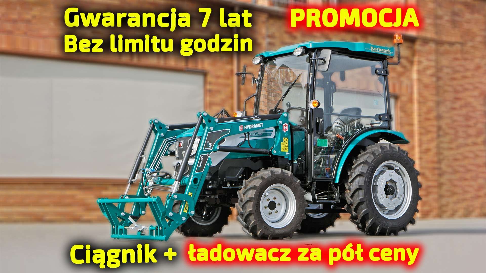 Ciągnik rolniczy Arbos 2025 widok przodu z lewej strony