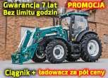 Ciągnik rolniczy Arbos 4100 z ładowaczem widok przodu z lewej strony