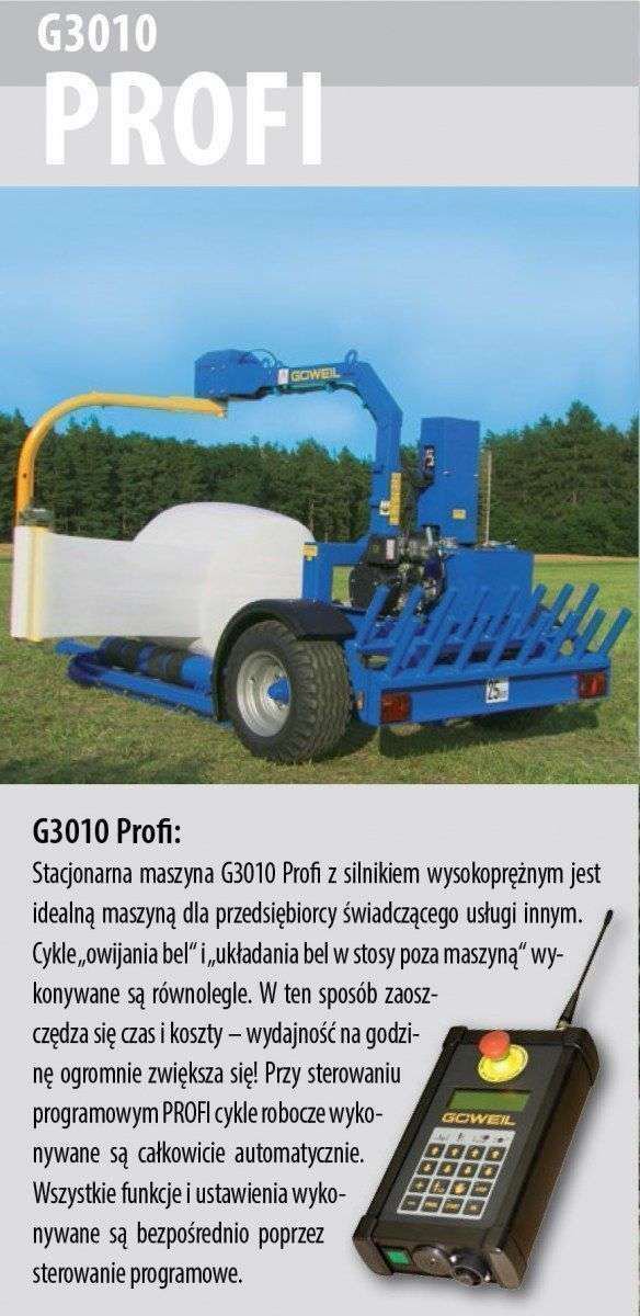 Owijarka Göweil G3010 Profi opis wyposażenia na korbanek.pl Owijarka Göweil G3010 Profi opis wyposażenia